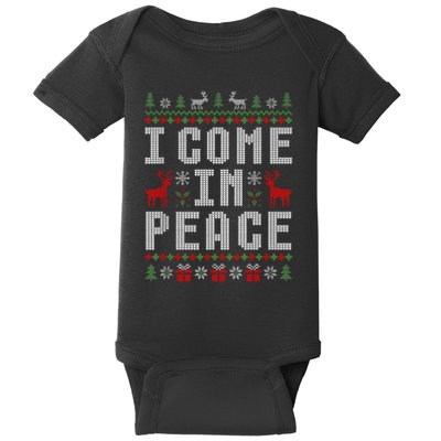 I Come In Peace IM Peace Matching Couple Christmas Pajamas Baby Bodysuit