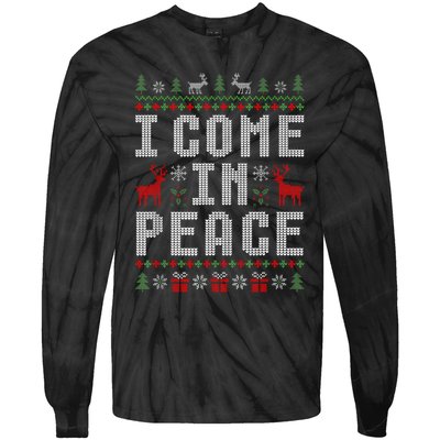 I Come In Peace IM Peace Matching Couple Christmas Pajamas Tie-Dye Long Sleeve Shirt