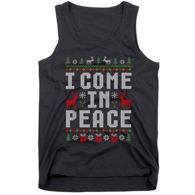 I Come In Peace IM Peace Matching Couple Christmas Pajamas Tank Top