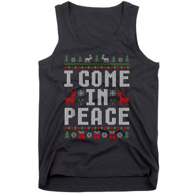 I Come In Peace IM Peace Matching Couple Christmas Pajamas Tank Top