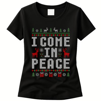 I Come In Peace IM Peace Matching Couple Christmas Pajamas Womens T-Shirt