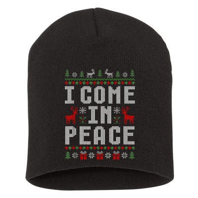I Come In Peace IM Peace Matching Couple Christmas Pajamas Short Acrylic Beanie