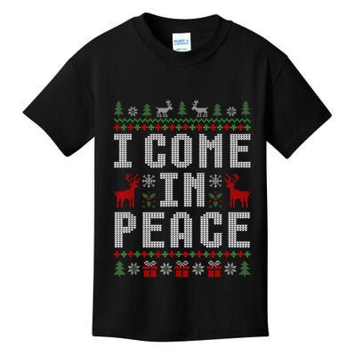 I Come In Peace IM Peace Matching Couple Christmas Pajamas Kids T-Shirt