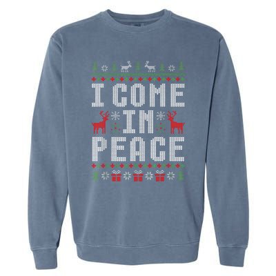 I Come In Peace IM Peace Matching Couple Christmas Pajamas Garment-Dyed Sweatshirt