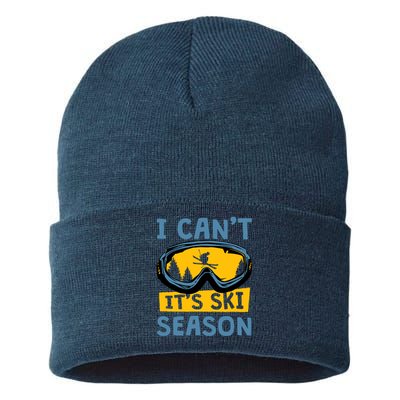 I CanT ItS Ski Season Funny Skiing Lover Sustainable Knit Beanie