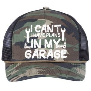 I Can't I Have Plans In My Garage Cool Gift Retro Rope Trucker Hat Cap