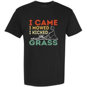 I Came I Mowed I Kicked Grass Funny Lawn Mowing Gardener Garment-Dyed Heavyweight T-Shirt