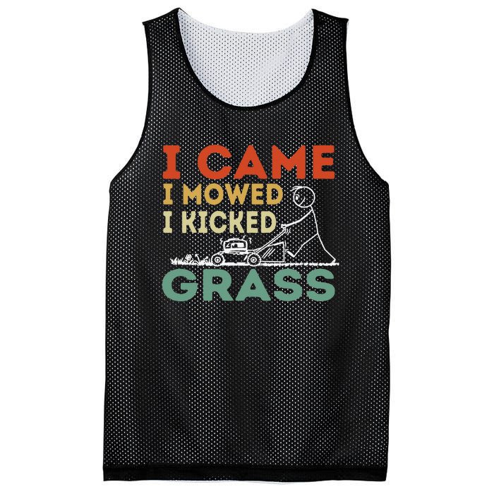 I Came I Mowed I Kicked Grass Funny Lawn Mowing Gardener Mesh Reversible Basketball Jersey Tank