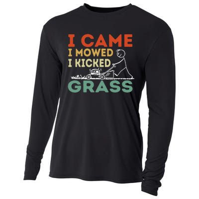 I Came I Mowed I Kicked Grass Funny Lawn Mowing Gardener Cooling Performance Long Sleeve Crew