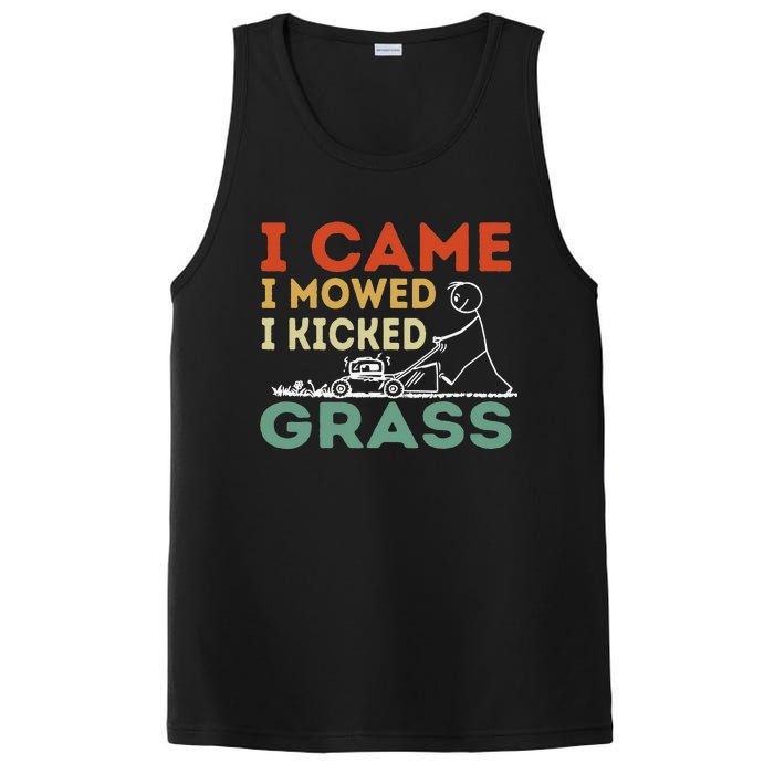 I Came I Mowed I Kicked Grass Funny Lawn Mowing Gardener PosiCharge Competitor Tank