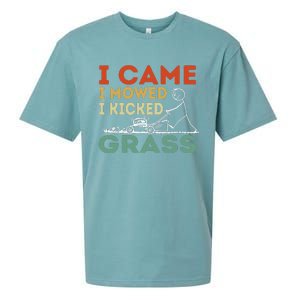 I Came I Mowed I Kicked Grass Funny Lawn Mowing Gardener Sueded Cloud Jersey T-Shirt