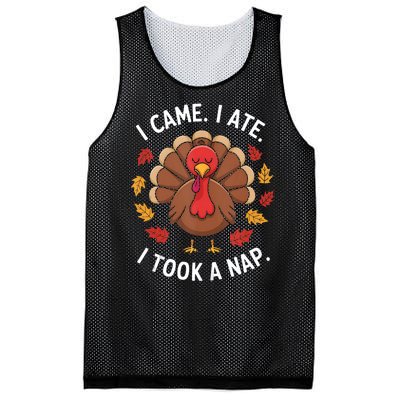 I Came I Ate I Took A Nap Turkey Day Funny Thanksgiving Food Mesh Reversible Basketball Jersey Tank