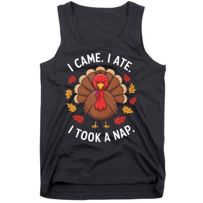 I Came I Ate I Took A Nap Turkey Day Funny Thanksgiving Food Tank Top