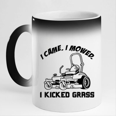 I Came I Mowed I Kicked Grass Funny Lawn Mowing 11oz Black Color Changing Mug