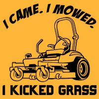 I Came I Mowed I Kicked Grass Funny Lawn Mowing Sustainable Knit Beanie