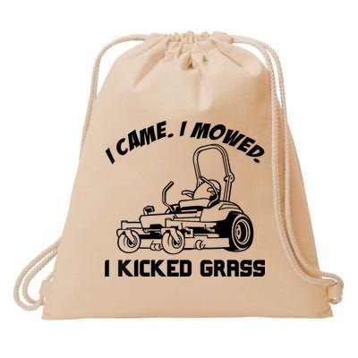 I Came I Mowed I Kicked Grass Funny Lawn Mowing Drawstring Bag