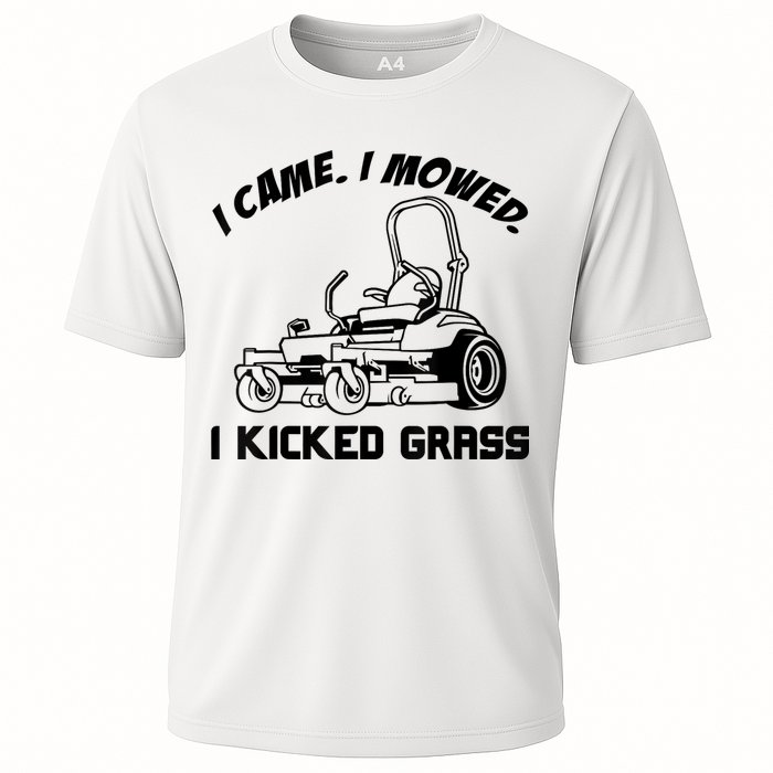 I Came I Mowed I Kicked Grass Funny Lawn Mowing Cooling Performance Crew T-Shirt