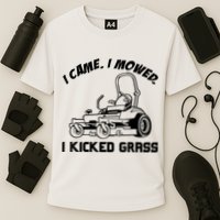 I Came I Mowed I Kicked Grass Funny Lawn Mowing Cooling Performance Crew T-Shirt