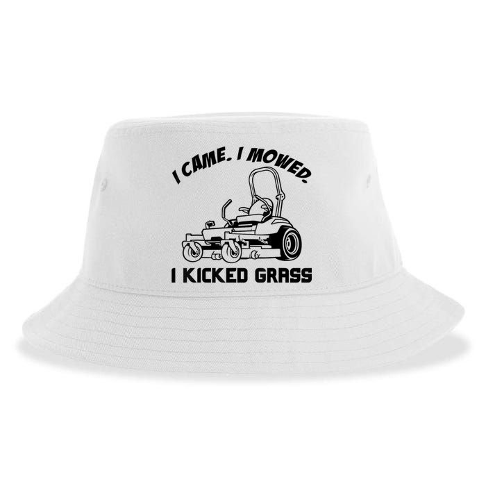 I Came I Mowed I Kicked Grass Funny Lawn Mowing Sustainable Bucket Hat