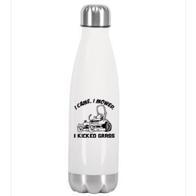 I Came I Mowed I Kicked Grass Funny Lawn Mowing Stainless Steel Insulated Water Bottle