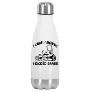 I Came I Mowed I Kicked Grass Funny Lawn Mowing Stainless Steel Insulated Water Bottle