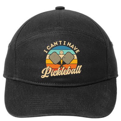 I Can't I Have Pickleball Funny Distressed Retro Vintage 7-Panel Snapback Hat