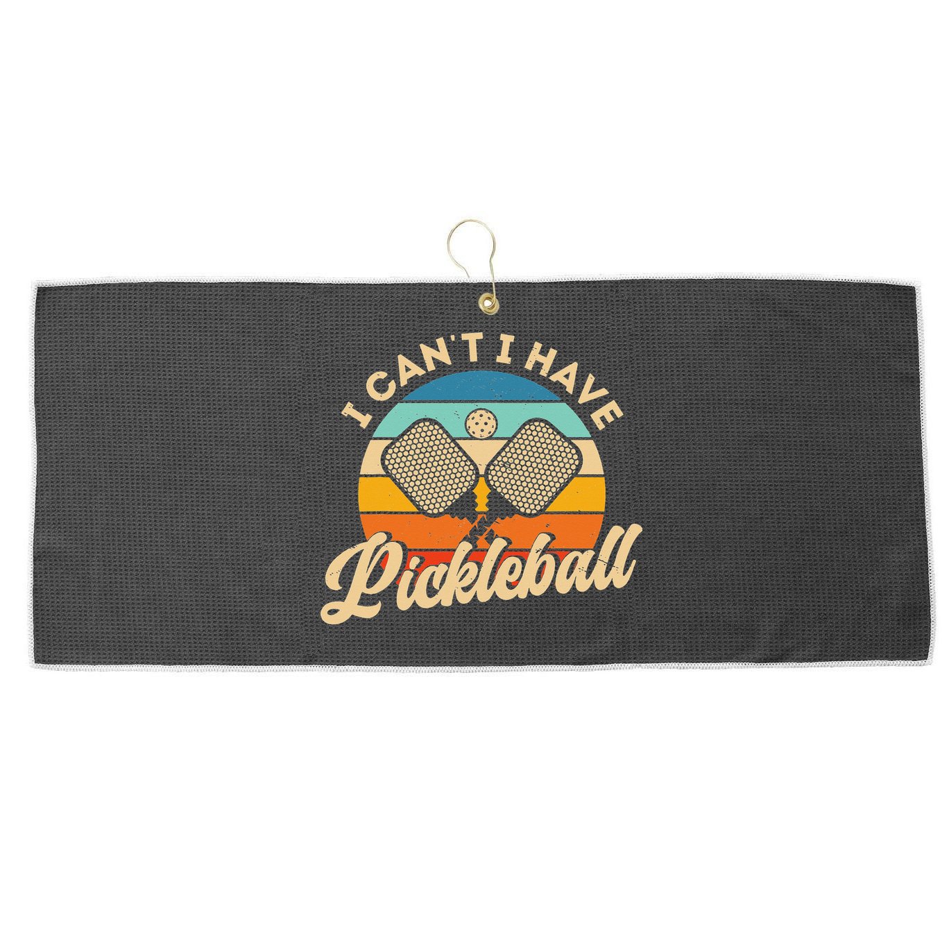 I Can't I Have Pickleball Funny Distressed Retro Vintage Large Microfiber Waffle Golf Towel