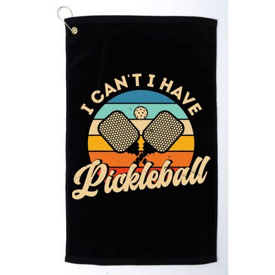 I Can't I Have Pickleball Funny Distressed Retro Vintage Golf Towel
