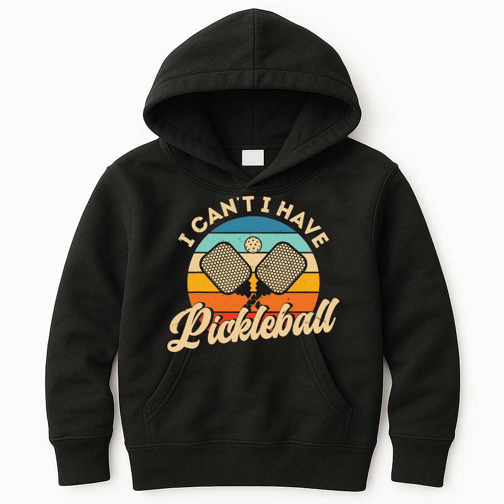 I Can't I Have Pickleball Funny Distressed Retro Vintage Kids Hoodie