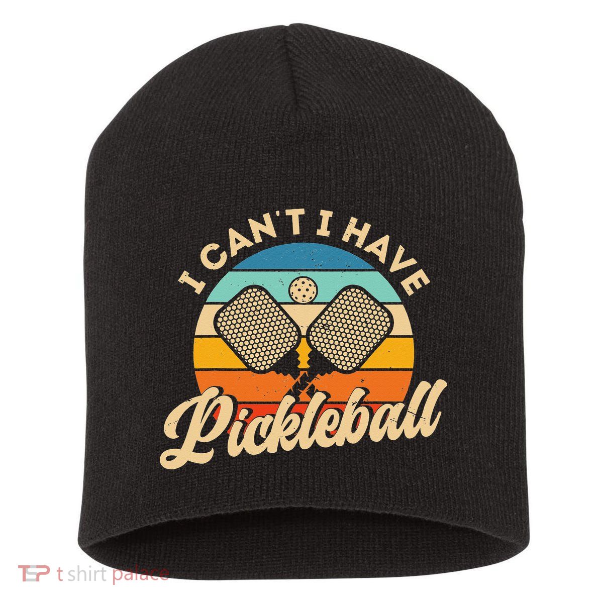 I Can't I Have Pickleball Funny Distressed Retro Vintage Short Acrylic Beanie