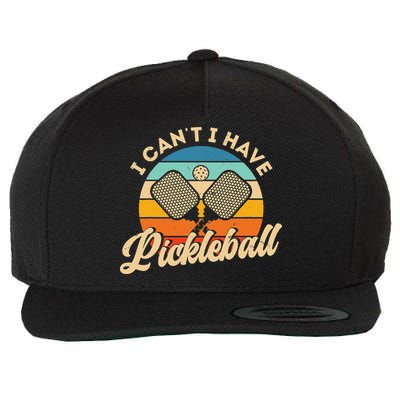 I Can't I Have Pickleball Funny Distressed Retro Vintage Wool Snapback Cap