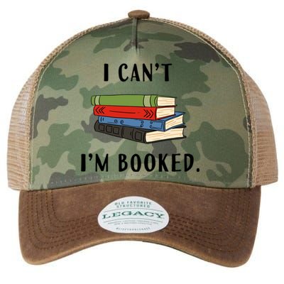 I Can't I'm Booked Book Lover Reading Club Librarian Funny Gift Legacy Tie Dye Trucker Hat