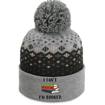 I Can't I'm Booked Book Lover Reading Club Librarian Funny Gift The Baniff Cuffed Pom Beanie