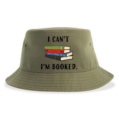 I Can't I'm Booked Book Lover Reading Club Librarian Funny Gift Sustainable Bucket Hat