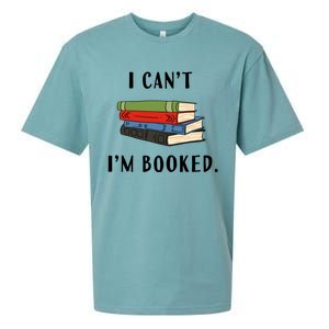 I Can't I'm Booked Book Lover Reading Club Librarian Funny Gift Sueded Cloud Jersey T-Shirt