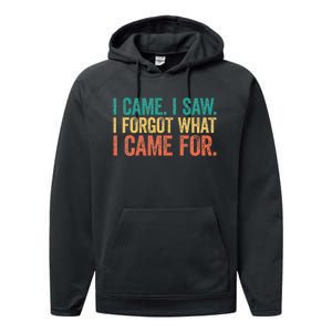 I Came I Saw I Forgot What I Came Performance Fleece Hoodie