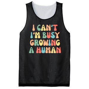 I Can't I'm Busy Growing A Human Funny Pregnant Mesh Reversible Basketball Jersey Tank