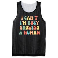 I Can't I'm Busy Growing A Human Funny Pregnant Mesh Reversible Basketball Jersey Tank