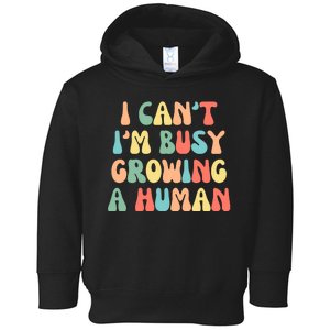 I Can't I'm Busy Growing A Human Funny Pregnant Toddler Hoodie