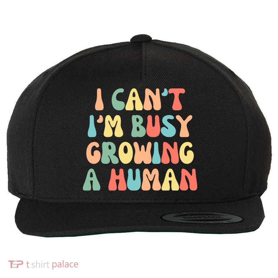 I Can't I'm Busy Growing A Human Funny Pregnant Wool Snapback Cap