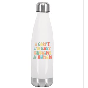 I Can't I'm Busy Growing A Human Funny Pregnant Stainless Steel Insulated Water Bottle