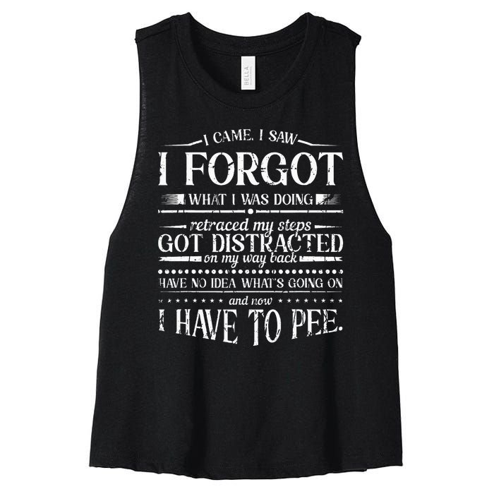 I Came I Saw I Forgot What I Was Doing Retraced Women's Racerback Cropped Tank