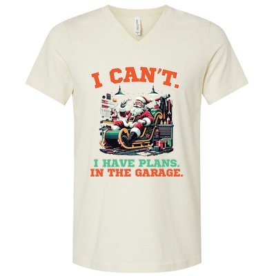 I Cant I Have Plans In The Garage Christmas Car Mechanics V-Neck T-Shirt