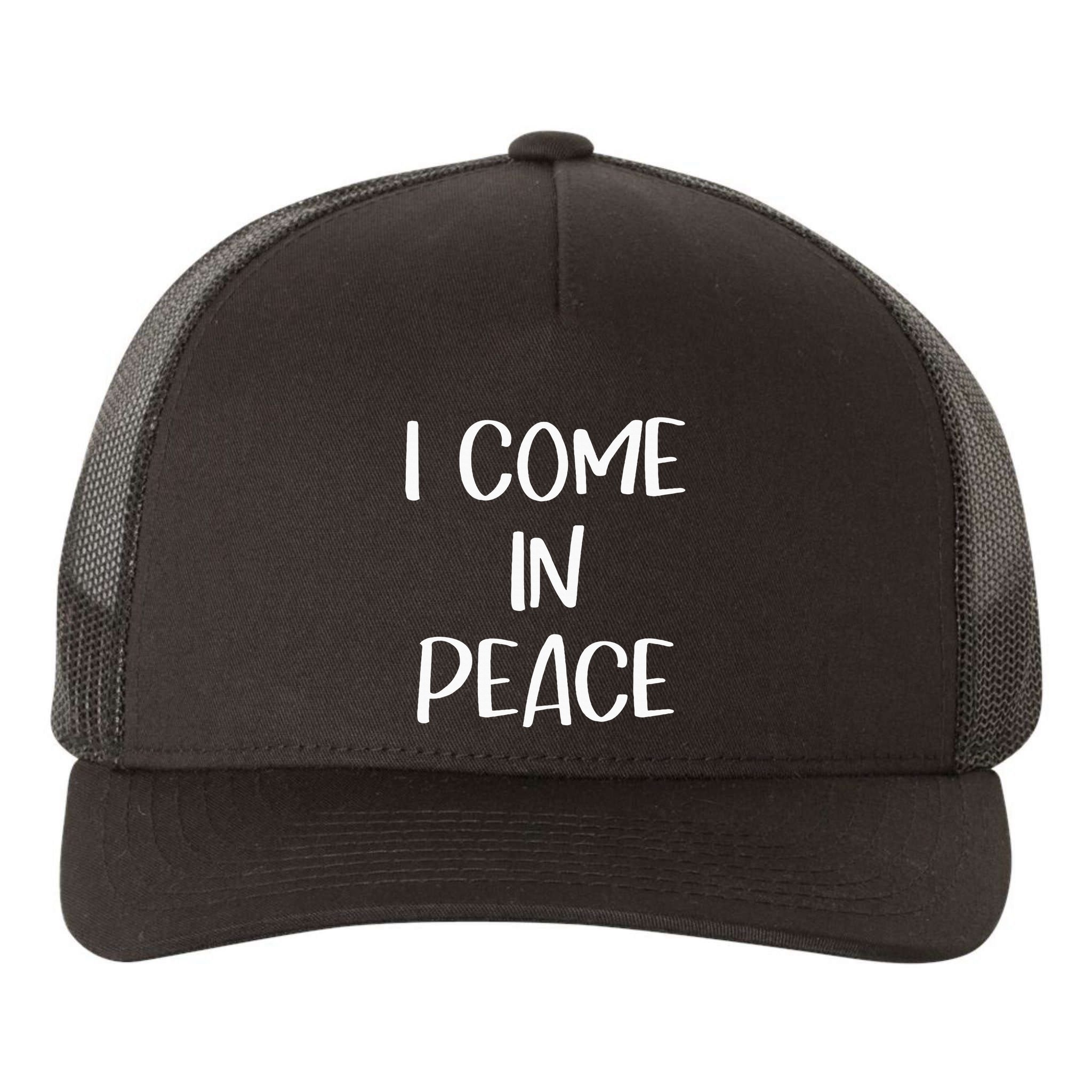 I Come In Peace IM Peace Couple Matching Yupoong Adult 5-Panel Trucker Hat