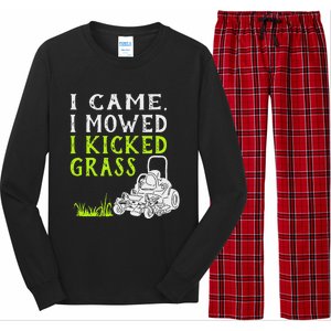 I Came I Mowed I Kicked Grass Funny Lawnmower Landscaping Long Sleeve Pajama Set