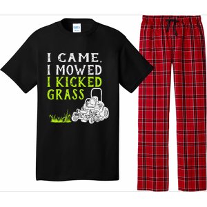 I Came I Mowed I Kicked Grass Funny Lawnmower Landscaping Pajama Set