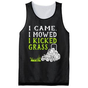 I Came I Mowed I Kicked Grass Funny Lawnmower Landscaping Mesh Reversible Basketball Jersey Tank