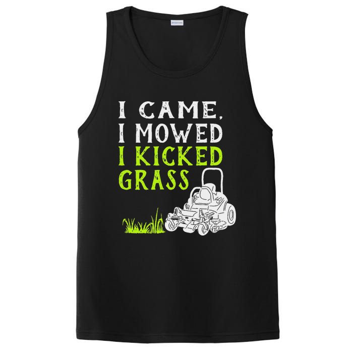 I Came I Mowed I Kicked Grass Funny Lawnmower Landscaping PosiCharge Competitor Tank