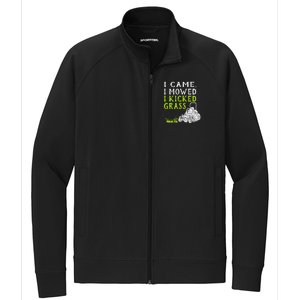 I Came I Mowed I Kicked Grass Funny Lawnmower Landscaping Stretch Full-Zip Cadet Jacket