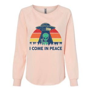 I Come In Peace Green Alien Ufo Womens California Wash Sweatshirt